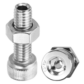 PATIKIL 2 Sets M6x20mm Hex Socket Screw Cylindrical Hollow Bolt Nut Kit Lamp Screw Cutting Screw Through Hole Fastener 304 Stainless Steel