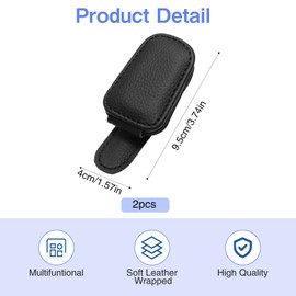 BAVUNV Glasses Holder for Car Sun Visor, 2 Pack Universal Leather Sunglasses Holder Car, Magnetic Car Visor Glasses Holder Suitable for All Types of Lenses (Black)
