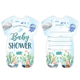 Qlnuk Ocean Baby Shower Invitations Ocean Under the Sea Baby Shower Invitations Set of 20 Invites with Envelopes