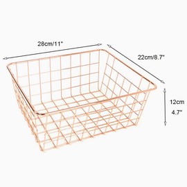 Wire Storage Basket, Organize Living Room Kitchen Bathroom Storage Basket (2 Pieces，rose gold)
