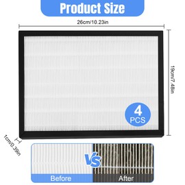 4 Pcs HEPA Filter Compatible with Meaco 20L 20LE Low Energy Dehumidifier and Air Purifier,26 * 19 * 1cm Enhanced Air Quality HEPA Filters,HEPA Replacement Filter Bring a Small Brush (White）