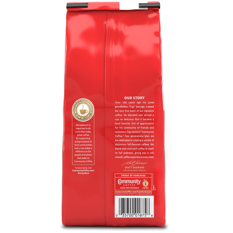 Community Coffee Signature Blend Whole Bean Coffee, Dark Roast, 12