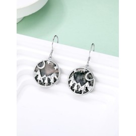 WINNICACA Mountain Earrings 925 Sterling Silver Moss Agate Mountain Dangle Earrings Mountain Jewelry Gifts for Women Christians Birthday