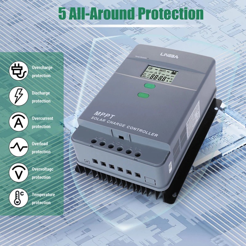 LINEBA 5200W 100A MPPT Solar Charge Controller 12V/24V/36V/48 - 100A