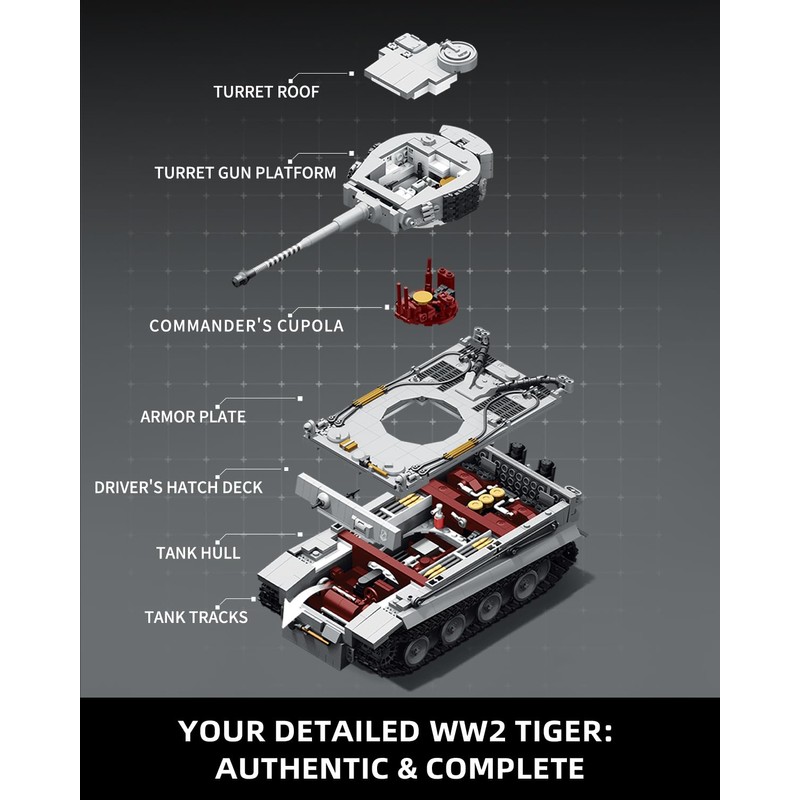 NERCISU WW2 Tiger Heavy Tank Building Sets, 1:28 Panzer VI