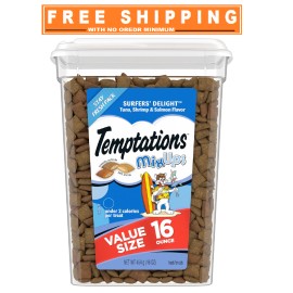 Temptations MixUps Crunchy and Soft Cat Treats Surfer's Delight Flavor, 16 oz