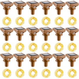 18 Pcs Solar Wine Bottle Lights, 20 LEDs Waterproof Copper Lights, Outdoor Solar Fairy Lights with Cork Solar Bottle Lights Cork Lights for Wine Bottles for Wedding, Holiday, Garden, Patio Decor