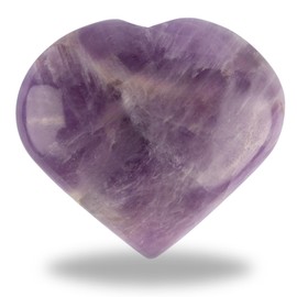 Amethyst Heart Palm Stone, Heart Shaped Crystals and Healing Stones- Pocket Worry Stone for Anxiety and Stress Relief - Healing Crystals for Meditation, Reiki, Spiritual and Crystal Gifts