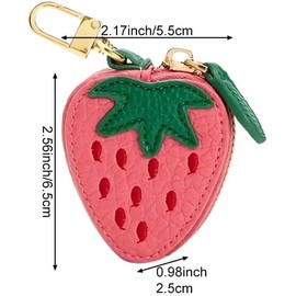 Crovakeu 1pcs Strawberry Coin Purse – Fruit Charm Change Purse & Cute Keychain – Mini Pouch Wallet Coin Bag for Girls & Women