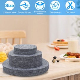 Pack of 96 Pot Protectors Stacking Protection 13-19-27 cm Round Felt Pan Protectors with 3 Sizes Stacking Protection Pot Protector Stacking Protection Can Be Cut for Crockery Kitchen Pans Pots