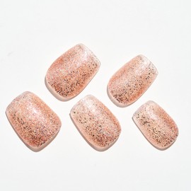 GLAMERMAID Press on Nails Square,Short False Nails with Design,Gel Fake Nails 30 pcs Stick on Nails Manicure Set for Women Gift,Glitter nacarat