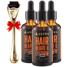 Abera Hair Growth Serum - Natural Regrowth Treatment for Hair & Beard with Biotin & Castor Oil, Economy Combo (3 Serums + Gift)