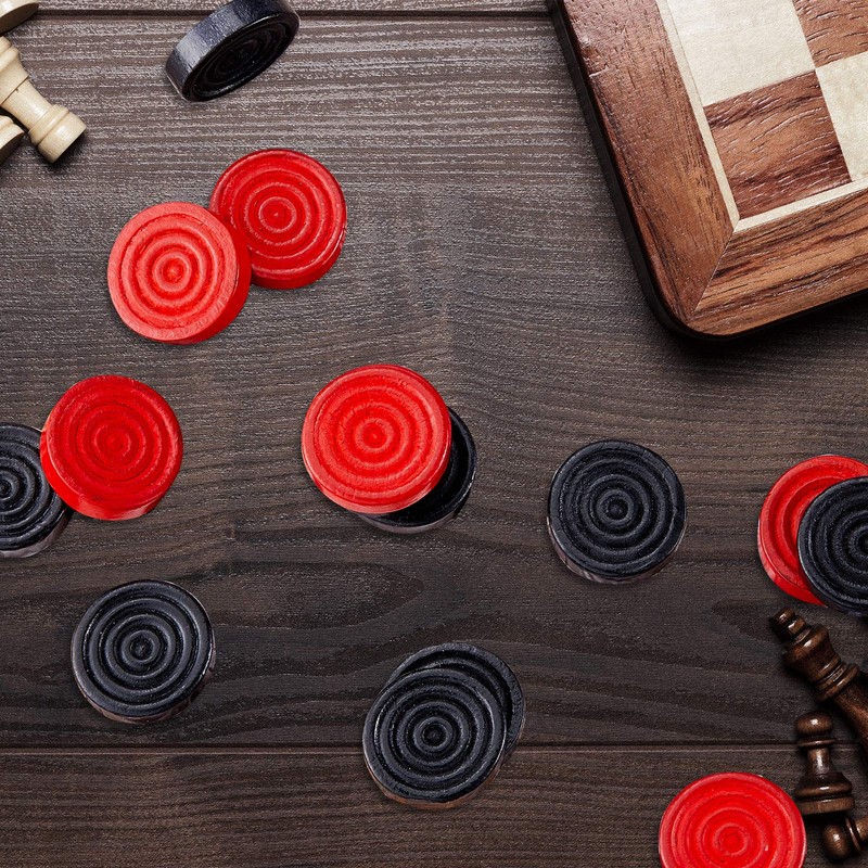 24 Pieces Wooden Checkers Pieces 1.06 Inch Checkers Board Game