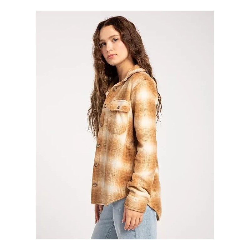 BILLABONG WOMEN'S FORGE LONG-SLEEVE FLEECE CARAMEL SIZE SMALL S B16