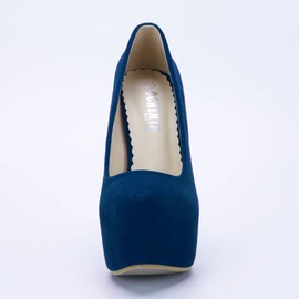 OCHENTA - Zapatos de tacón Alto con Plataforma Oculta para Mujer, Azul (Velvet Blue), 9 US