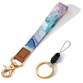 ZAXMEY Wrist Lanyard for Keys, Cute Wrist Strap Lanyard, Key Chain Holders, Wristband Key Chain, Key Wrist Straps, Car Key Holder for Men and Women, Green Marble