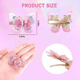 KEUKORZ Butterfly Hair Clips for Women - 12Pcs Cute Muti-Colored Butterfly Barrettes Glitter Hairpins Non-slip - Fashion Hair Accessories for Styling Daily Wear Cosplay(12Pcs, 6 Colors)