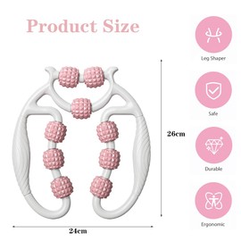 DASIAUTOEM Beinmuskel Massagegerät, Tiefengewebe Massage Roller mit 9 Rädern - Triggerpunkt Werkzeug zur Massage der Beine - Fussmassagegerät zur Entspannung (Rosa)