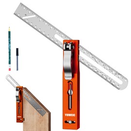 YUWEIC 9.45 Inch T-Bevel Angle Finder Sliding Gauge with Metal Extension Arm, 0-360° Protractor Marking Pencil Set, Stainless Steel Sliding T-Square Ruler, Dual Scale Marking Scribe Tool Ruler