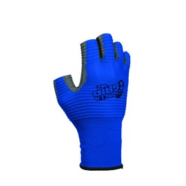 Gorilla Grip MAX Fingerless Gloves | Breathable Fingerless Work and Fishing Gloves with Ribbed Gripping Surface, Blue and Black, One Size Fits Most (25820-26)