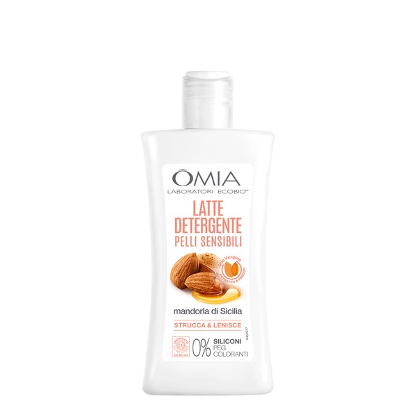 Omia, Eco Bio Almond and Mallow Facial Cleansing Milk, Physiological Face and Eye Cleanser, for Normal, Dry and Sensitive Skin, Moisturizing and Nourishing Effect, Dermatologically Tested – 200 ml
