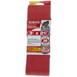 Diablo Sanding Belt for Belt Sanders in Wood, Metal, and Plastics - 3" x 21", 36-Grit, Ultra Coarse, Zirconium Blend, 5-Pack - DCB321036S05G