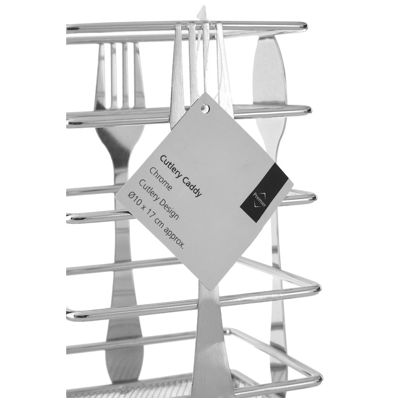 Premier Housewares Cutlery Design Cutlery Caddy - Chrome