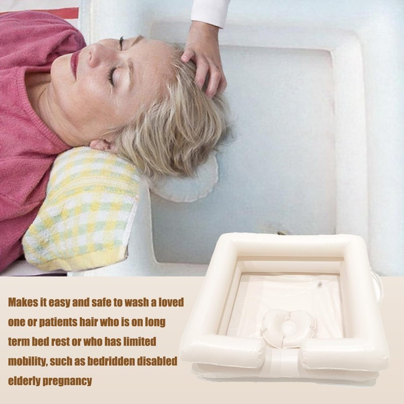 Inflatable Bedside Shampoo Basin - Hair Washing Bedside Shower System