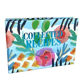 Meadowsweet Kitchens Recipe Organizer - Binder with 50 Plastic Sleeves for 4x6 or 3x5 Cards - Watercolors Design