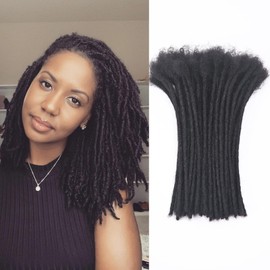 6 Inch Dreadlock Extension Human Hair 100 Strands 0.4cm Thickness 100% Full Handmade Permanent Loc Extension Human Hair For Women/Men Can Be Dyed Bleached Curled (Natual Black)