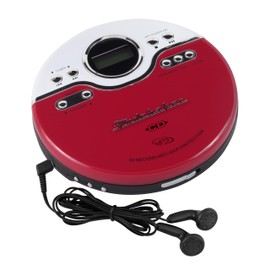 Studebaker SB3703RB - Reproductor personal de CD/MP3 para trotar con compatibilidad de audiolibro, función de marcador y radio FM PLL, color rojo/negro