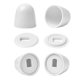 6Packs Universal Toilet Bolt Caps, Round Plastic Push-On Toilet Bowl Bolt Caps Covers, with Extra Washers for Easy Installation, 1.44 Inch Height, White Color