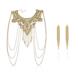 SIKAMARU 1 Piece of Body Jewelry and 1 Piece of Long Tassel Earrings, Ele Jewelry, Fashionable Metal Jewelry, Clothing Accessories