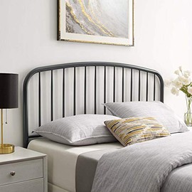 Modway Nova Modern Farmhouse Metal Queen Headboard in Gray