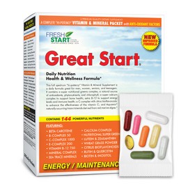 Great Start Complete Daily Vitamin Pack | Energy & Essentials | Vitamin A, B, C, D, E, B12, Biotin, Minerals, Calcium, Magnesium, Zinc, Super Greens (30 Packets)