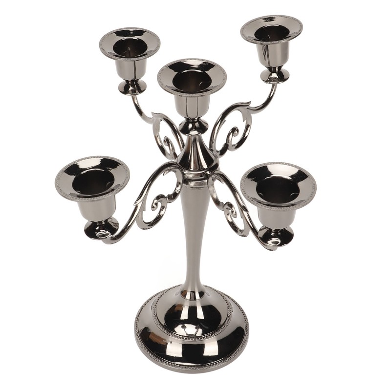 Metal Candelabra Black 5 Arms Elegant Colorfast Stable Wide Base