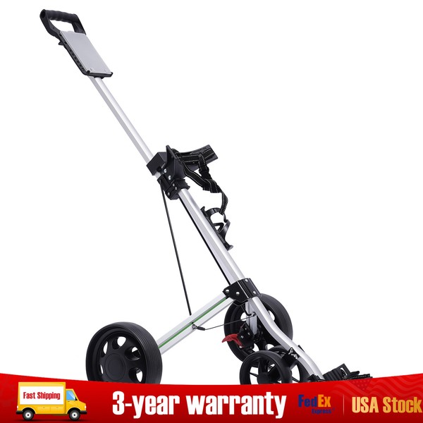 3-Wheel Golf Push Cart Lightweight Push Pull Golf Cart Trolley