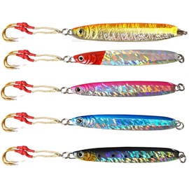 5pcs Fish WOW! 200g Fishing Vertical Metal Speed jig 7oz Trolling Jig with Two Assist Hooks -5 Colors-