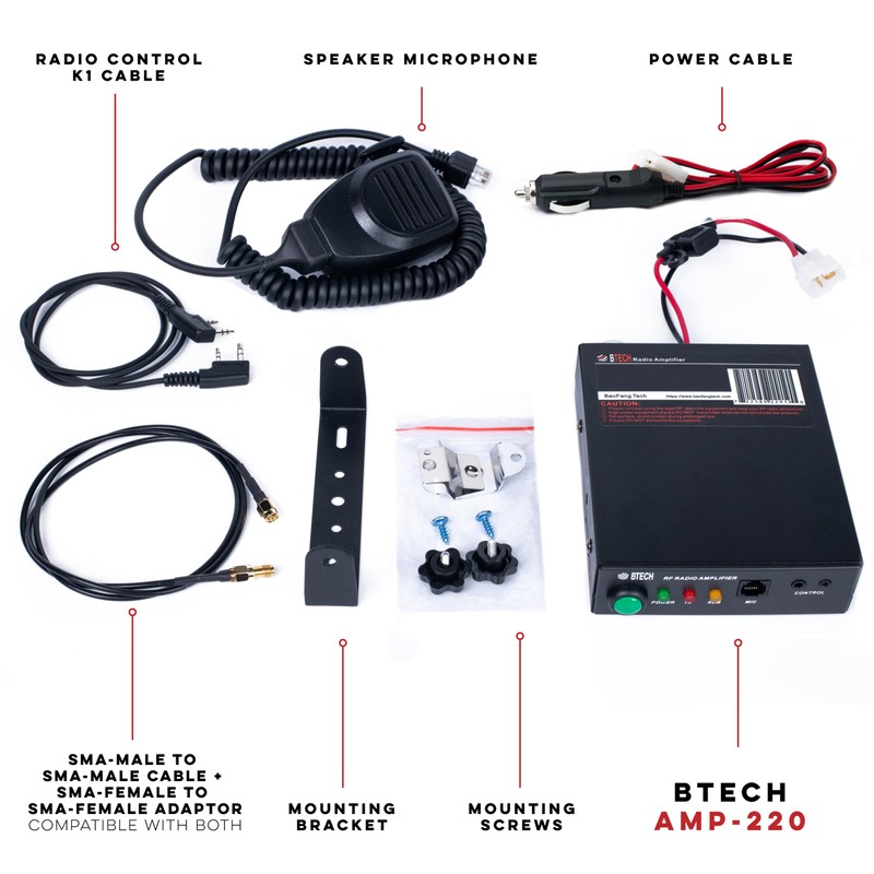 BTECH AMP-220 Amplifier | 30-50W Power Boost for 1.25M Band