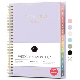 Forvencer Planner 2026-2027, 17 Month Weekly and Monthly Calendar Planner, Jan 2026 -May 2027, 6.3" x 8.4", Daily Agenda Book with Tabs, College School Supplies for Student Teacher Home, A5, Purple