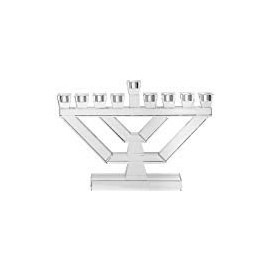 Copa Judaica Clear Crystal Menorah for Chanukah – for Standard Hanukkah Candles and Most Oil Cups – Tall Branch Menora Style – 8.25" Tall x 12" Wide