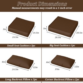 9 Pack Patio Cushion Covers Outdoor Patio Cushions Covers Replacement Waterproof with Zipper for 5 Pcs Patio Furniture Set, Covers Only, Chocolate