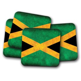 4 Set - Rustic Jamaican Flag Coaster - Jamaica Caribbean Travel #14366