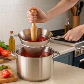 HIC Kitchen Chinois Fine-Mesh Cone Sieve, 18/8 Stainless Steel, For Straining Sauces, Soups, And Purees, 7-Inch Diameter