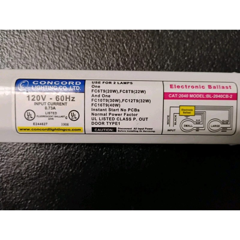 Concord Lighting 120V Electronic Ballast For 2 Lamps