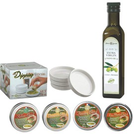 Dean Jacob's 9 pc. Collection with 4 Bread Dipping Tins, Saucers & Cold Pressed Olive Oil