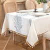Alsoo Tablecloth Rectangle 55" x 75", Farmhouse Linen Style Table