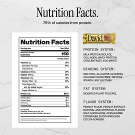 David Protein Bar, Salted Peanut Butter, 24 Protein Bars | 28g of Protein | 150