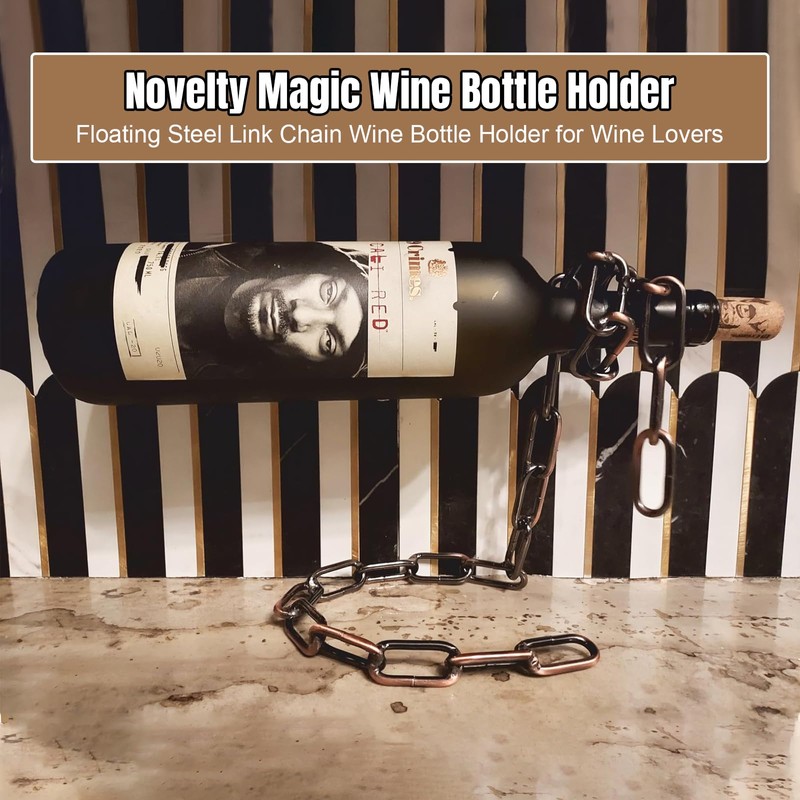 YHan Novelty Magic Wine Bottle Holder - Floating Steel Link