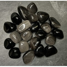 KRIO® - 1 x gemstone key ring stone size S - M - stone type - (silver obsidian)